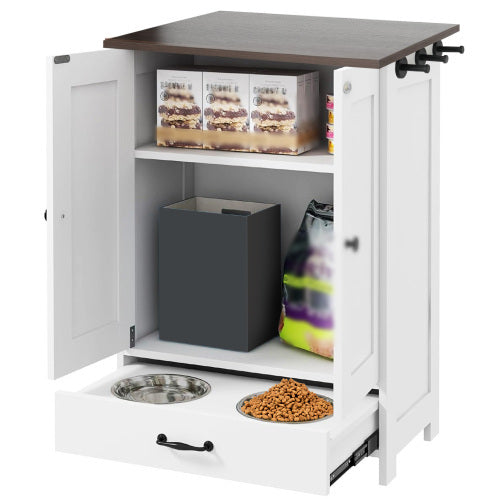 Luxury Dog Feeding Station with Hidden Bowls & Storage – Modern White Cabinet Design