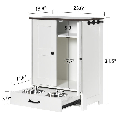 Luxury Dog Feeding Station with Hidden Bowls & Storage – Modern White Cabinet Design