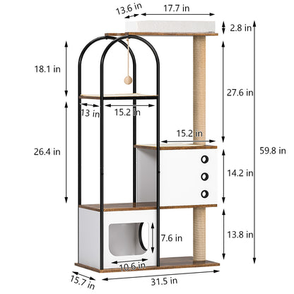 Modern Multi-Level Cat Tower with Condo, Scratching Posts & Perch – Indoor Luxury Cat Tree | Masion De Paw