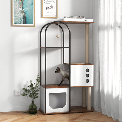 Modern Multi-Level Cat Tower with Condo, Scratching Posts & Perch – Indoor Luxury Cat Tree | Masion De Paw