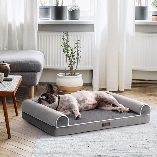 Masion De Paw™ Orthopedic Luxury Dog Bed – Memory Foam Support Sofa with Bolster Headrest & Waterproof Cover