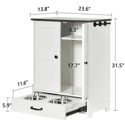 Luxury Dog Feeding Station with Hidden Bowls & Storage – Modern White Cabinet Design