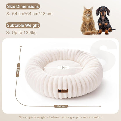 Masion De Paw™ Luxury Fluffy Pet Bed – Calming Washable Round Pet Bed for Small Dogs & Puppies (Cream)