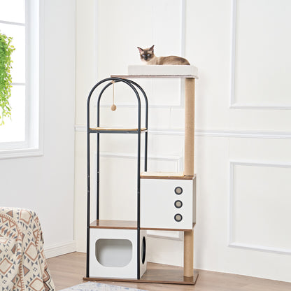 Modern Multi-Level Cat Tower with Condo, Scratching Posts & Perch – Indoor Luxury Cat Tree | Masion De Paw