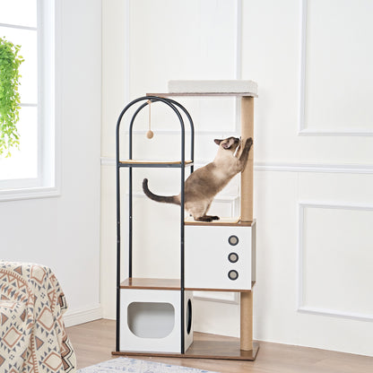 Modern Multi-Level Cat Tower with Condo, Scratching Posts & Perch – Indoor Luxury Cat Tree | Masion De Paw